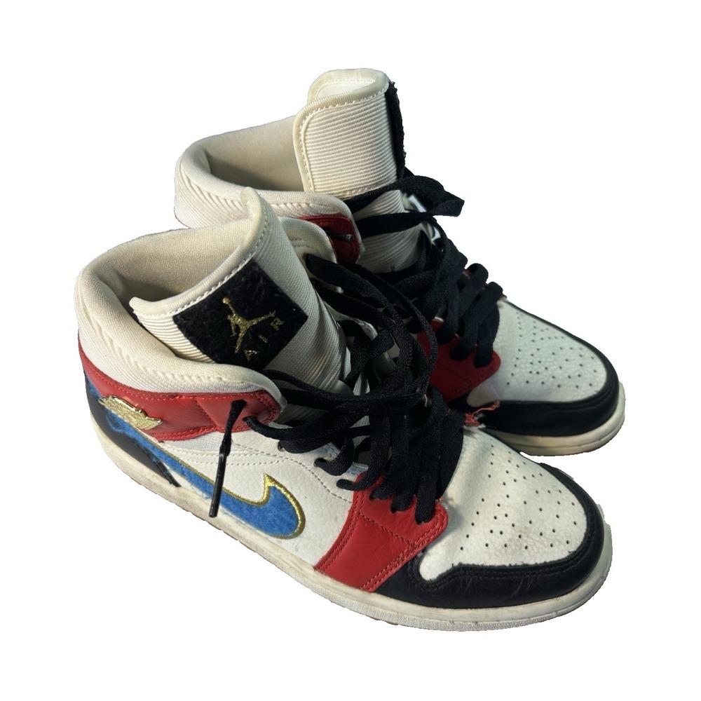 Nike Air Jordan 1 Mid SE Sisterhood DC1426-100 Women's Size 8 White Red Blue